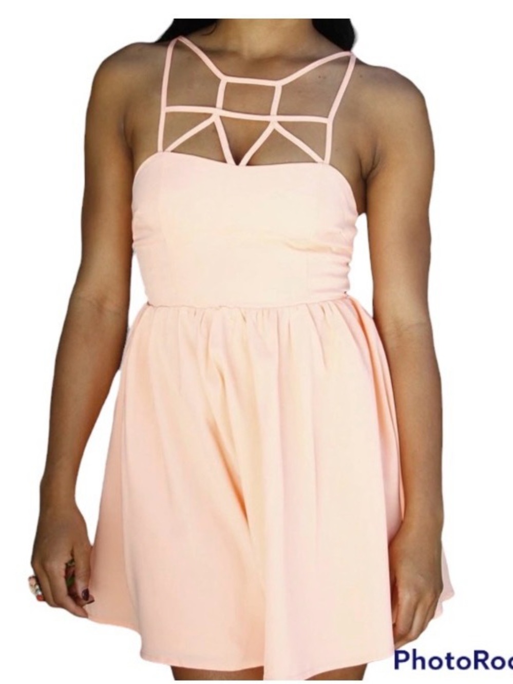 L’Atiste NWT Peach Strappy Dress Size S + Red Lace Dress Size XS Bundle